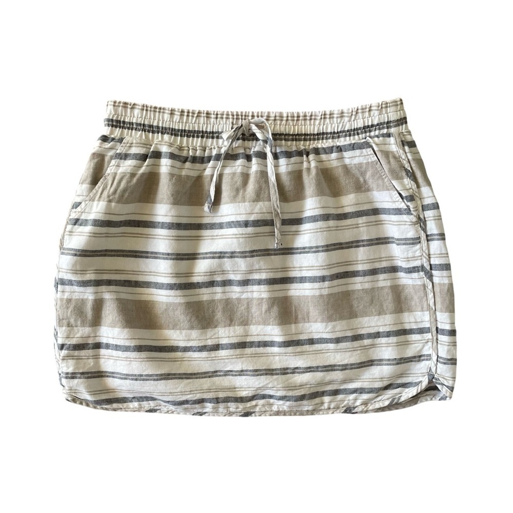 GAP Gray White and Beige Striped Skirt Size Small Linen/Cotton Blend